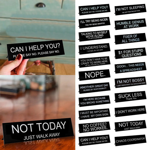 Florea™ Sarcastic Acrylic Office Desk Signs