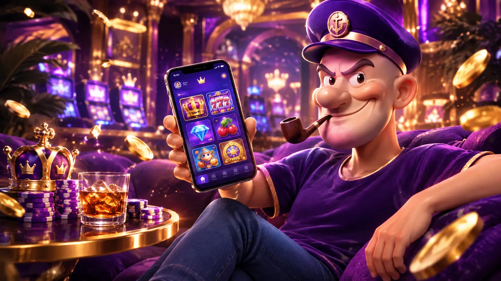 Crown Slots mobile-optimised website on a smartphone